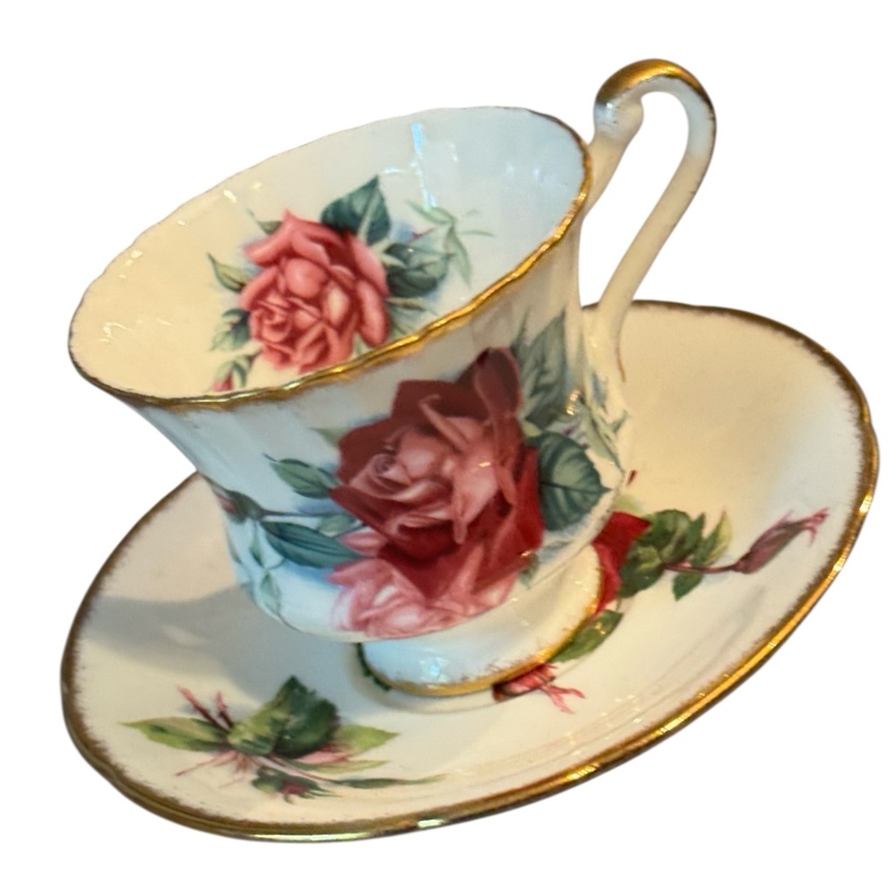Vintage Christian Dior Floral Roses Paragon Teacup Set RARE